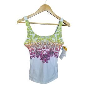 Athleta Womens Paisley Print Built-In Bra UV Protection Tank Top Size Small NWT